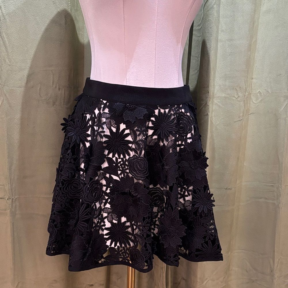 NWT Milly Minis Black Floral Lace Mini Skirt, US4